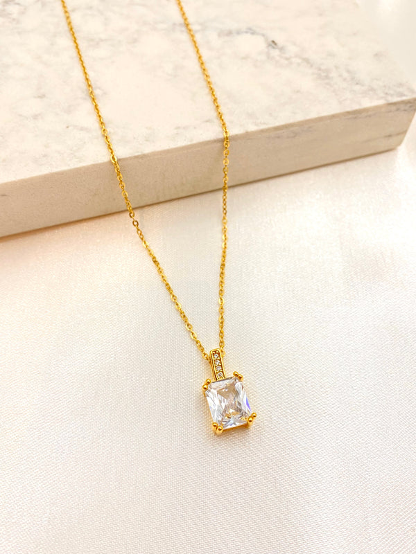Collar Cuadro Cristal Zirconias